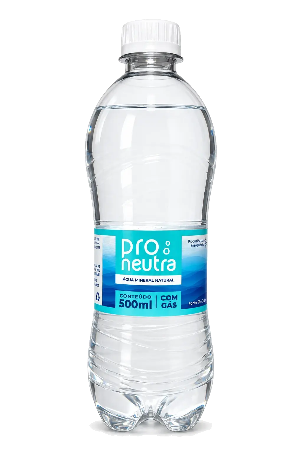 ProNeutra com gás, tampa branca e rótulo turquesa, 500 ml